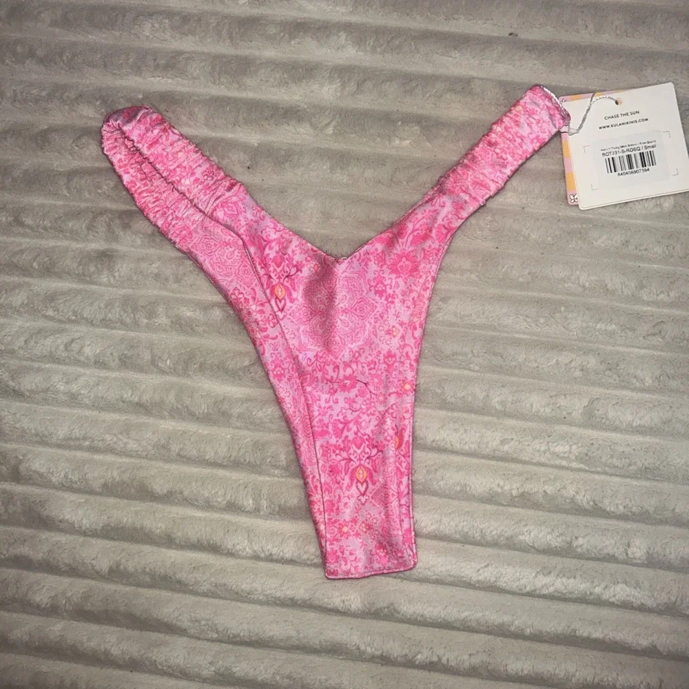 Kulani Kinis Bikini Electric Sunshine Bottom & Invisible Underwire Top Pink NWT